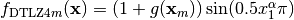 f_{\text{DTLZ4}m}(\mathbf{x}) = (1 + g(\mathbf{x}_m)) \sin(0.5x_{1}^\alpha\pi )