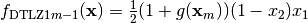 f_{\text{DTLZ1}m-1}(\mathbf{x}) = \frac{1}{2} (1 + g(\mathbf{x}_m)) (1 - x_2) x_1