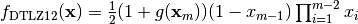 f_{\text{DTLZ1}2}(\mathbf{x}) = \frac{1}{2} (1 + g(\mathbf{x}_m)) (1-x_{m-1}) \prod_{i=1}^{m-2}x_i